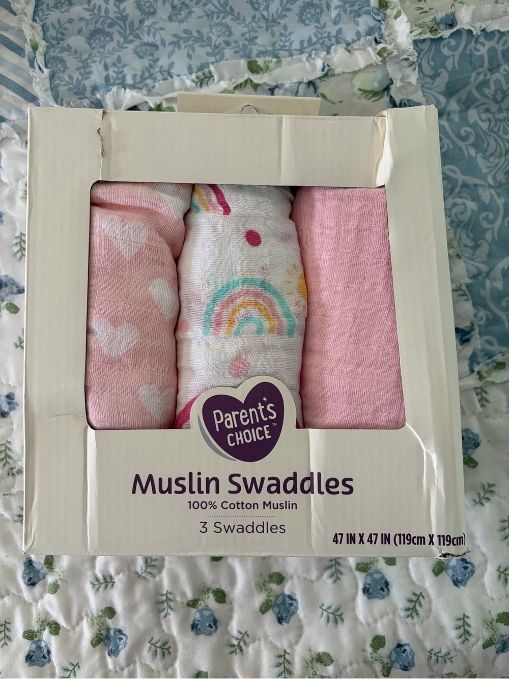 Parent's Choice Pink Muslin Swaddles - 3 Pack